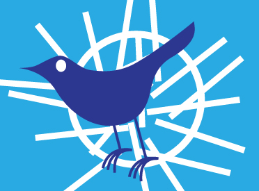 Twitter bird inside circle and sticks